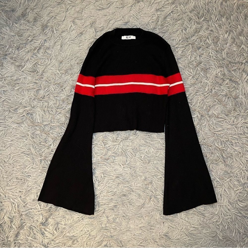 Renvy Black Flare Long Sleeve Top